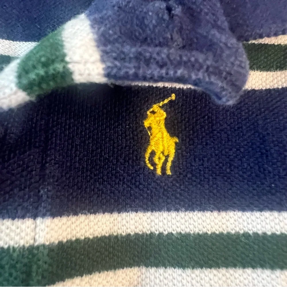 Polo‎ Ralph Lauren Long Sleeve Classic Rugby Polo Shirt Navy Green Stripe 18M